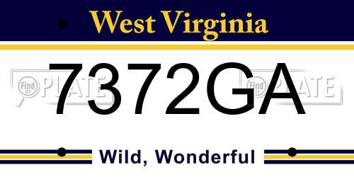7372GA West Virginia License Plate