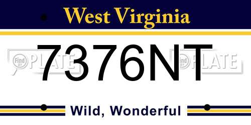 7376NT West Virginia License Plate