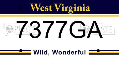 7377GA West Virginia License Plate