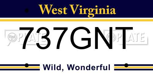 737GNT West Virginia License Plate