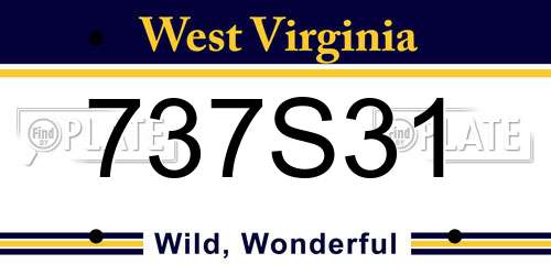 737S31 West Virginia License Plate