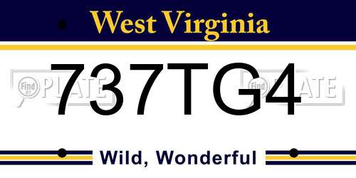 737TG4 West Virginia License Plate