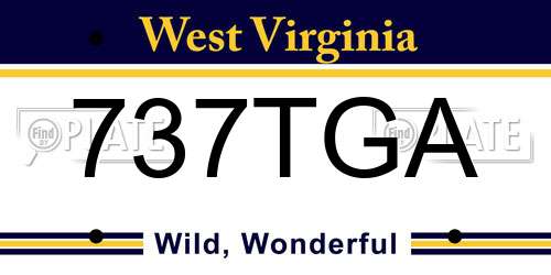 737TGA West Virginia License Plate