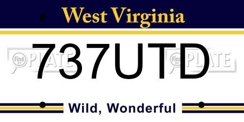 737UTD West Virginia License Plate