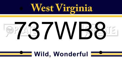 737WB8 West Virginia License Plate