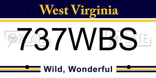 737WBS West Virginia License Plate
