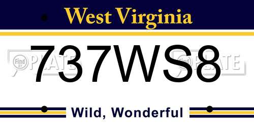 737WS8 West Virginia License Plate