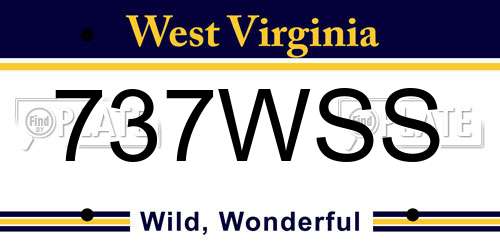 737WSS West Virginia License Plate