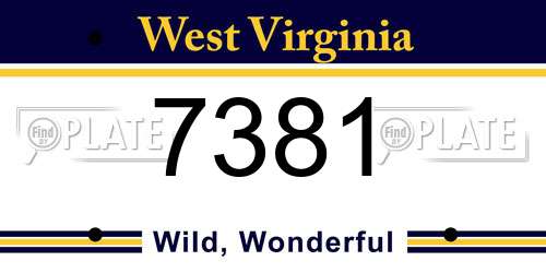 7381 West Virginia License Plate
