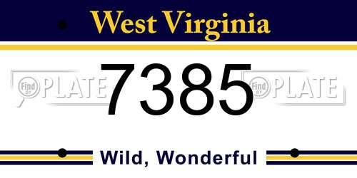 7385 West Virginia License Plate