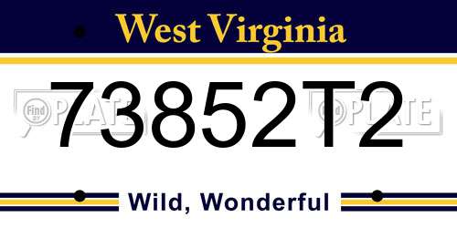 73852T2 West Virginia License Plate
