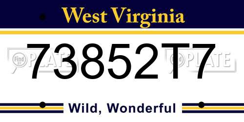 73852T7 West Virginia License Plate