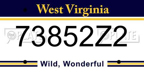 73852Z2 West Virginia License Plate