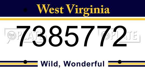 7385772 West Virginia License Plate