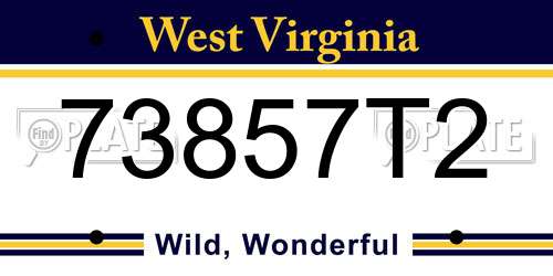 73857T2 West Virginia License Plate