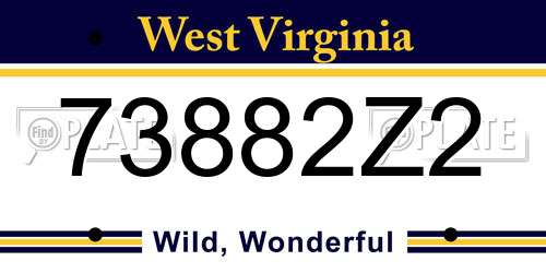 73882Z2 West Virginia License Plate