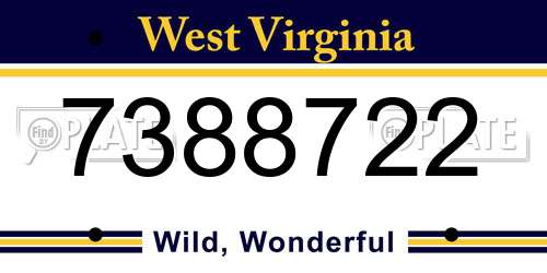 7388722 West Virginia License Plate