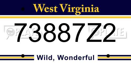 73887Z2 West Virginia License Plate