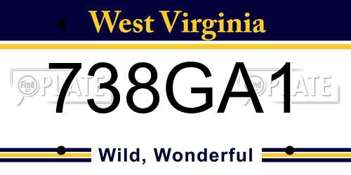 738GA1 West Virginia License Plate