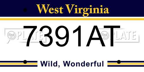 7391AT West Virginia License Plate
