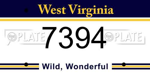 7394 West Virginia License Plate