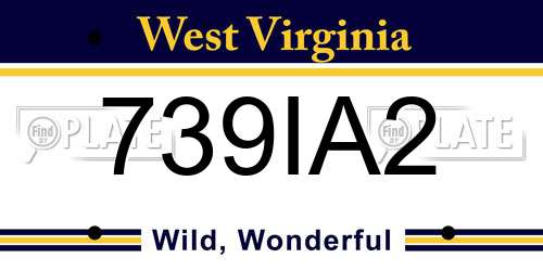 739IA2 West Virginia License Plate