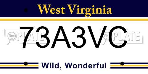 73A3VC West Virginia License Plate