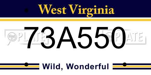 73A550 West Virginia License Plate