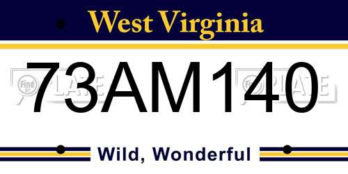 73AM140 West Virginia License Plate