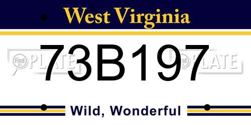 73B197 West Virginia License Plate