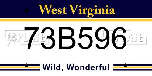 73B596 West Virginia License Plate