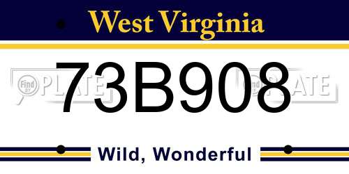 73B908 West Virginia License Plate