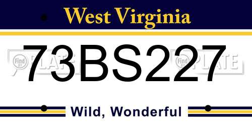 73BS227 West Virginia License Plate