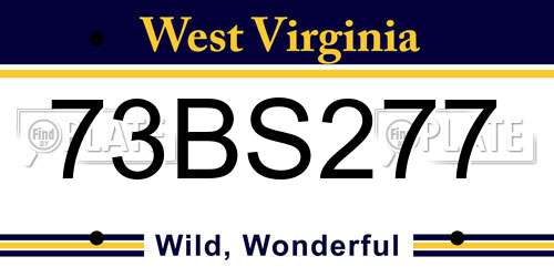 73BS277 West Virginia License Plate