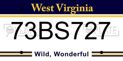 73BS727 West Virginia License Plate