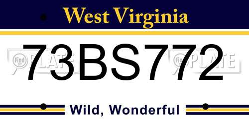 73BS772 West Virginia License Plate