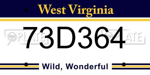 73D364 West Virginia License Plate