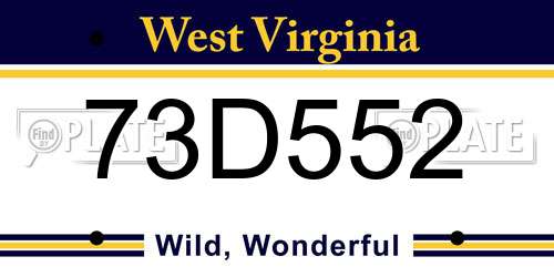 73D552 West Virginia License Plate