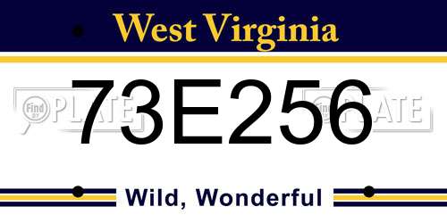 73E256 West Virginia License Plate
