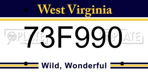 73F990 West Virginia License Plate