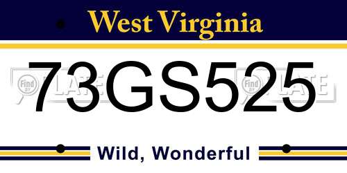 73GS525 West Virginia License Plate