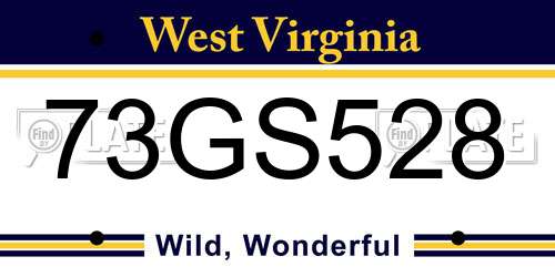 73GS528 West Virginia License Plate