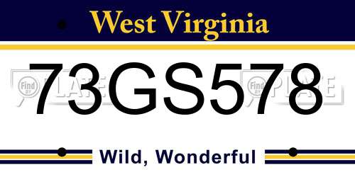 73GS578 West Virginia License Plate