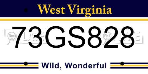 73GS828 West Virginia License Plate