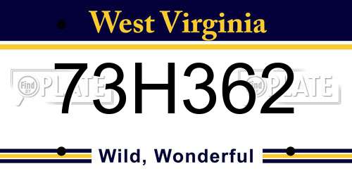 73H362 West Virginia License Plate