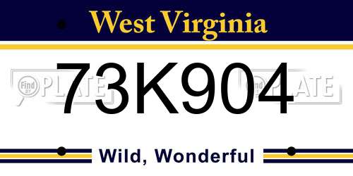 73K904 West Virginia License Plate