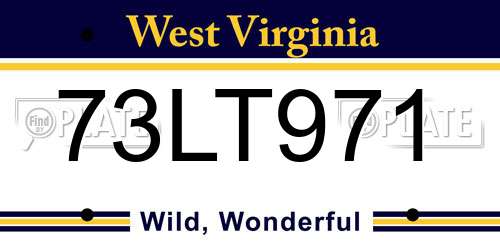 73LT971 West Virginia License Plate