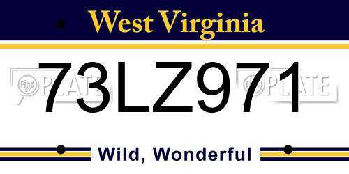 73LZ971 West Virginia License Plate