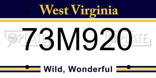 73M920 West Virginia License Plate