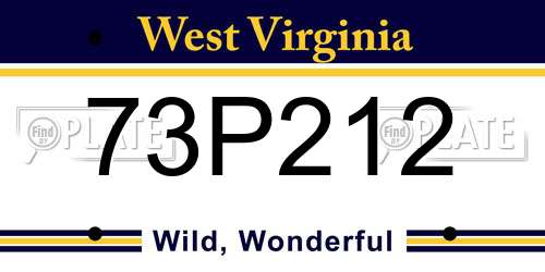 73P212 West Virginia License Plate